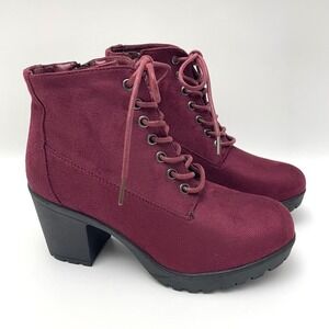 NEW Forever Burgundy Suede Ankle Boots Women's Size 7.5‎ Side Zip